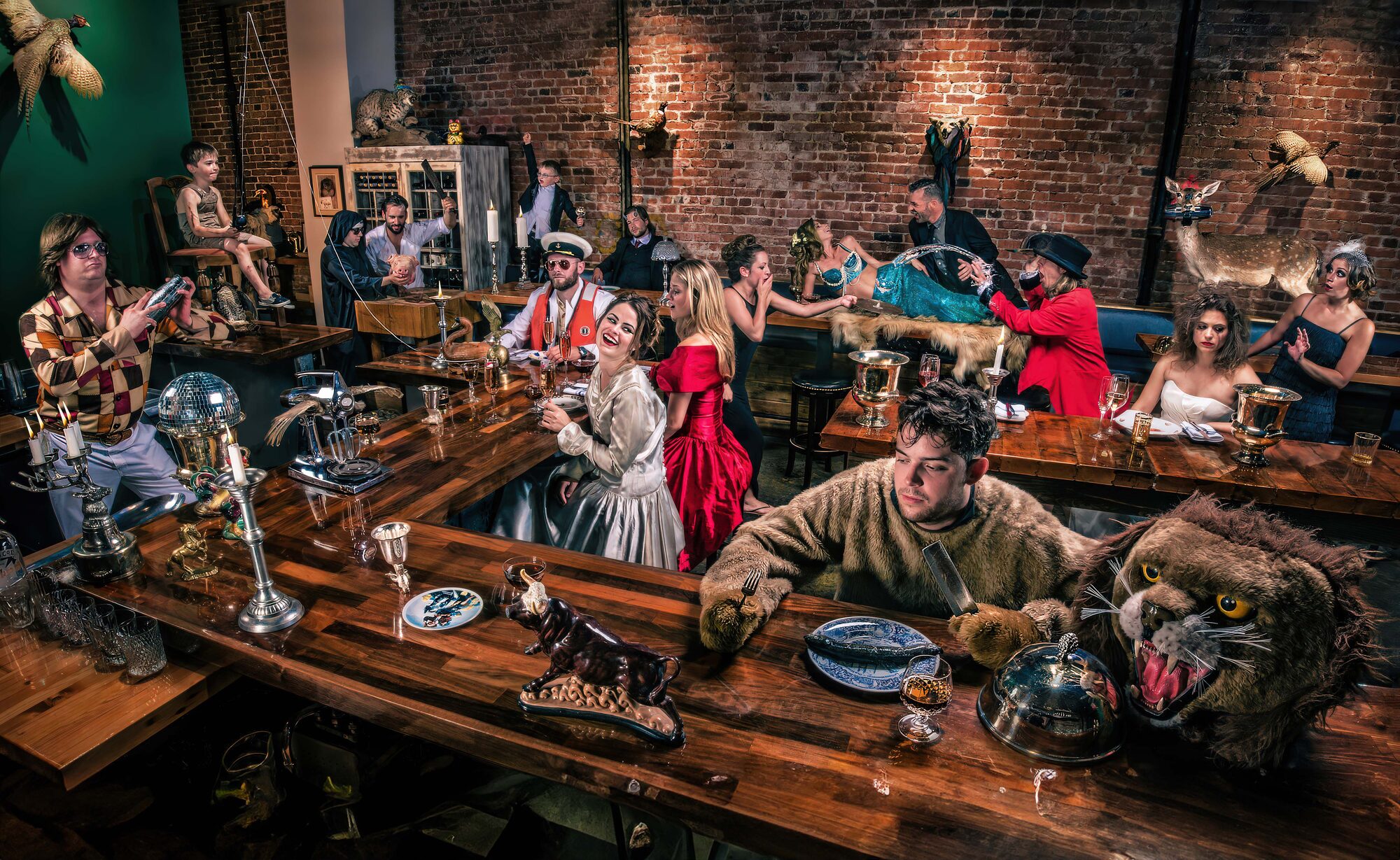 Surreal banquet tableau