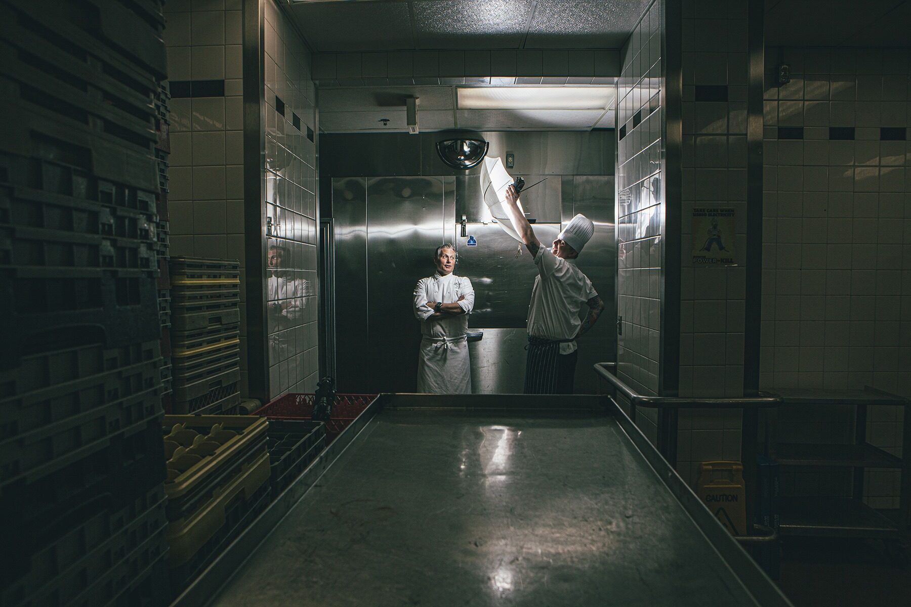 Chefs in service kitchen