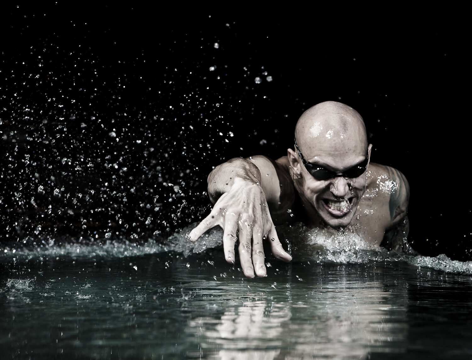 Swimmer, dramatic splash