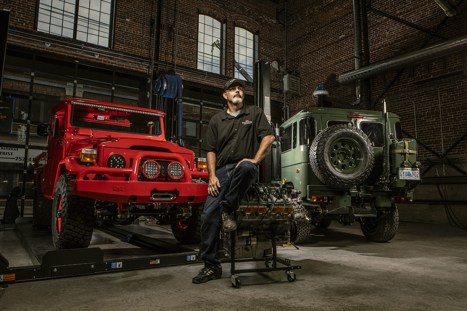 Truck builder in restoration garage